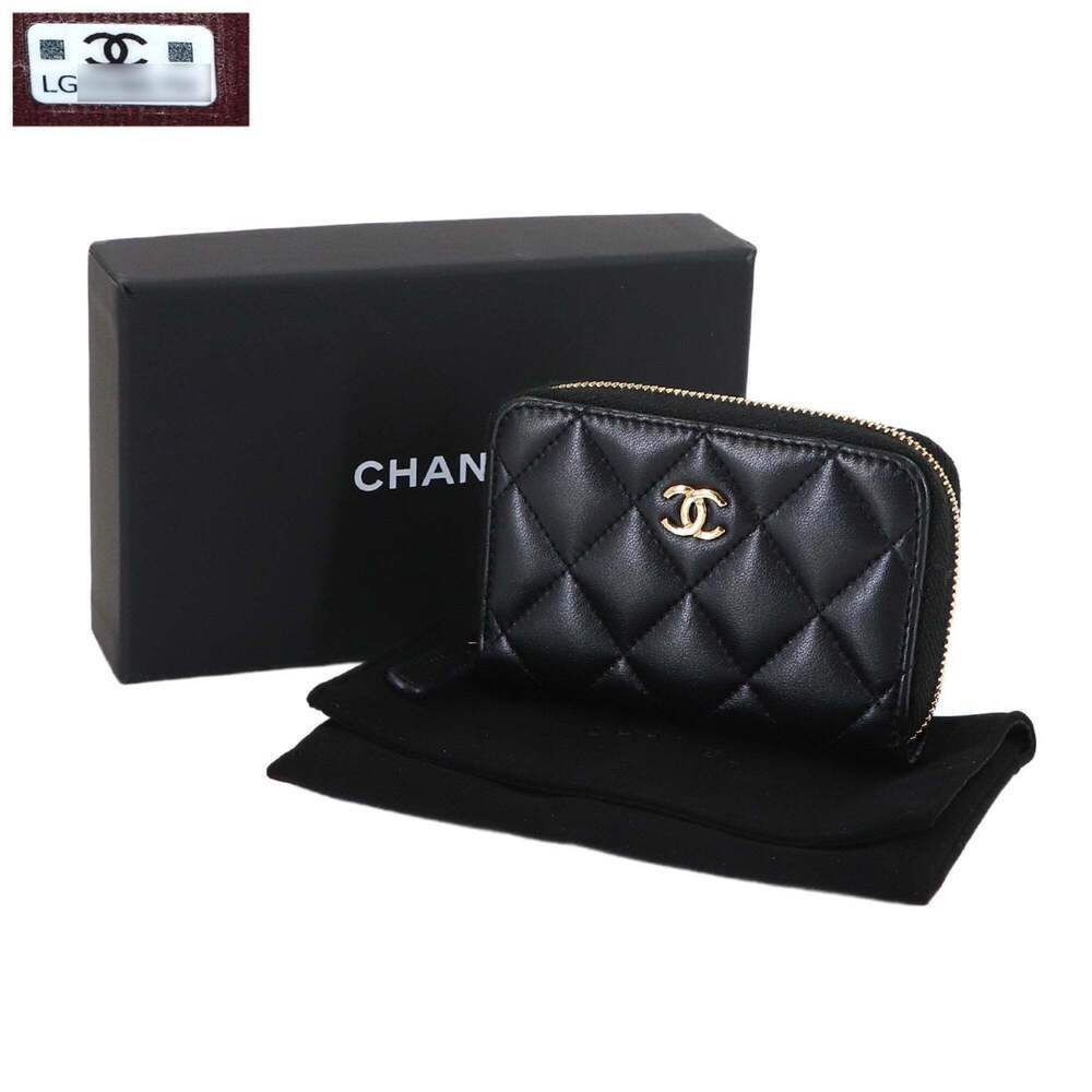 CHANEL Black Lambskin Leather Logo Wallet - Picture 2 of 9